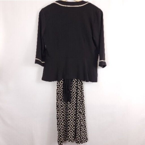 Studio I Dress And Jacket Black And Cream Geometric Pattern Petite Small - Picture 5 of 11